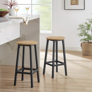 Taboret barowy - dąb sonoma / nogi czarne