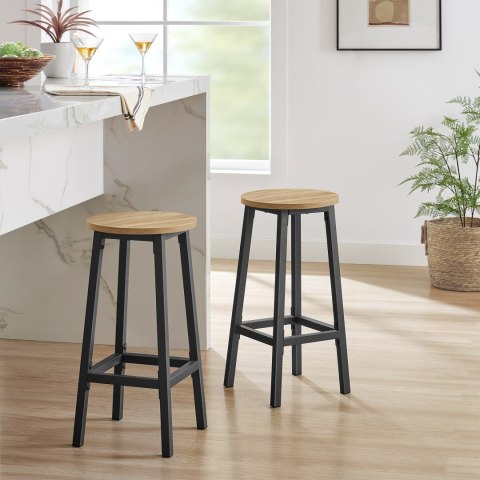 Taboret barowy - dąb sonoma / nogi czarne