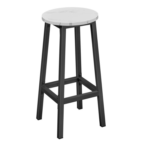 Taboret barowy - marmur / nogi czarne