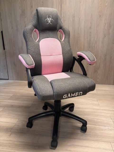 Fotel obrotowy do biurka CARRERA M STONE GREY + PINK FABRIC