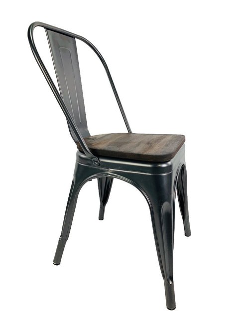 Krzesło metalowe loft CORSICA GRAPHITE WOOD