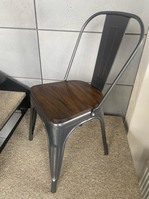 Krzesło metalowe loft CORSICA GRAPHITE WOOD
