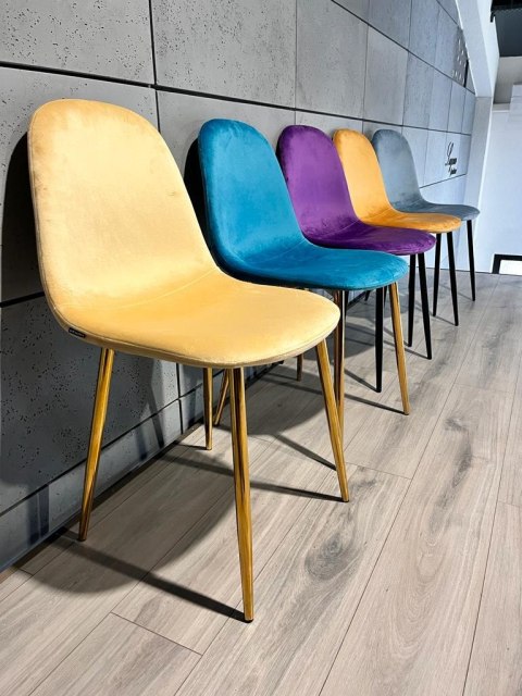 Krzesło tapicerowane GIULIA IVORY VELVET GOLD OUTLET