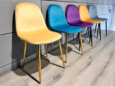 Krzesło tapicerowane GIULIA IVORY VELVET GOLD OUTLET