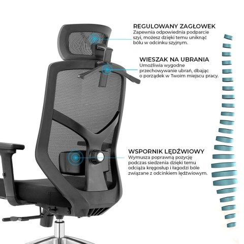 Fotel biurowy ergonomiczny Rosa czarny ANGEL