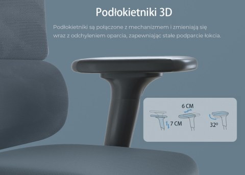 Fotel ergonomiczny ANGEL biurowy obrotowy Dakota 2.0 Grafitowy