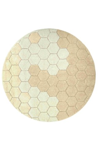 Dywan bawełnainy okrągły Ø 140, Honeycomb golden, Plaster Miodu, Planet Bee, Lorena Canals