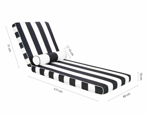 King Home Materac ogrodowy AZURE / NICEA UV z poduszką biało-czarny