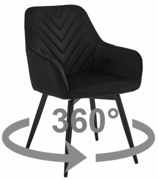 Krzesło NANA360 - czarny aksamit / nogi czarne x 2