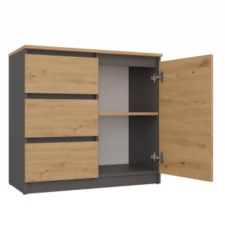 Komoda Malwa 1D3S/BA ANTRACYT DĄB ARTISAN