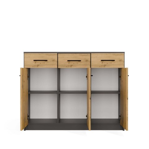 Komoda SIMPLO 3D3S Szafka 3 Szuflady 3 Drzwi ANTRACYT DĄB ARTISAN