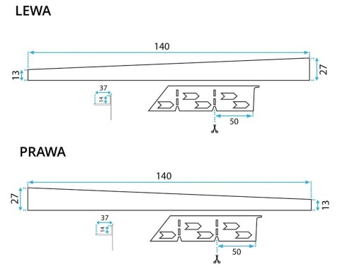 LISTWA SPADKOWA ZŁOTA SZCZOTKOWANA 120 cm PRAWA