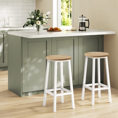 Taboret barowy - dąb sonoma / nogi białe