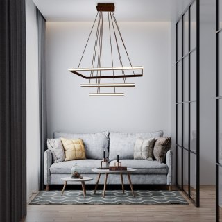 LAMPA LED ŻYRANDOL SUFITOWA + PILOT 116W BRĄZ DL-F09 MOKKA