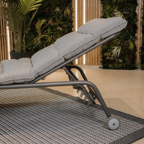 Leżak VIBE Ogrodowy z Poduszką Stalowy Regulacja Czarny Szary