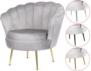 Krzesło Fotel Muszla Lugano DONNA VELVET GREY